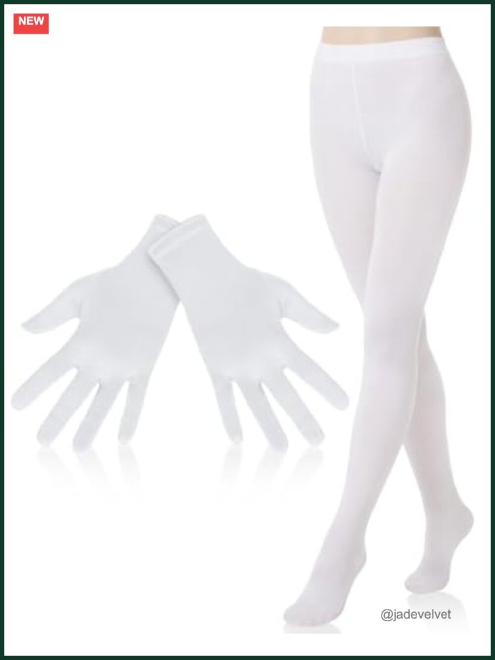 2 Pc Halloween Witch Costume Tights & Gloves Velvet XL Set